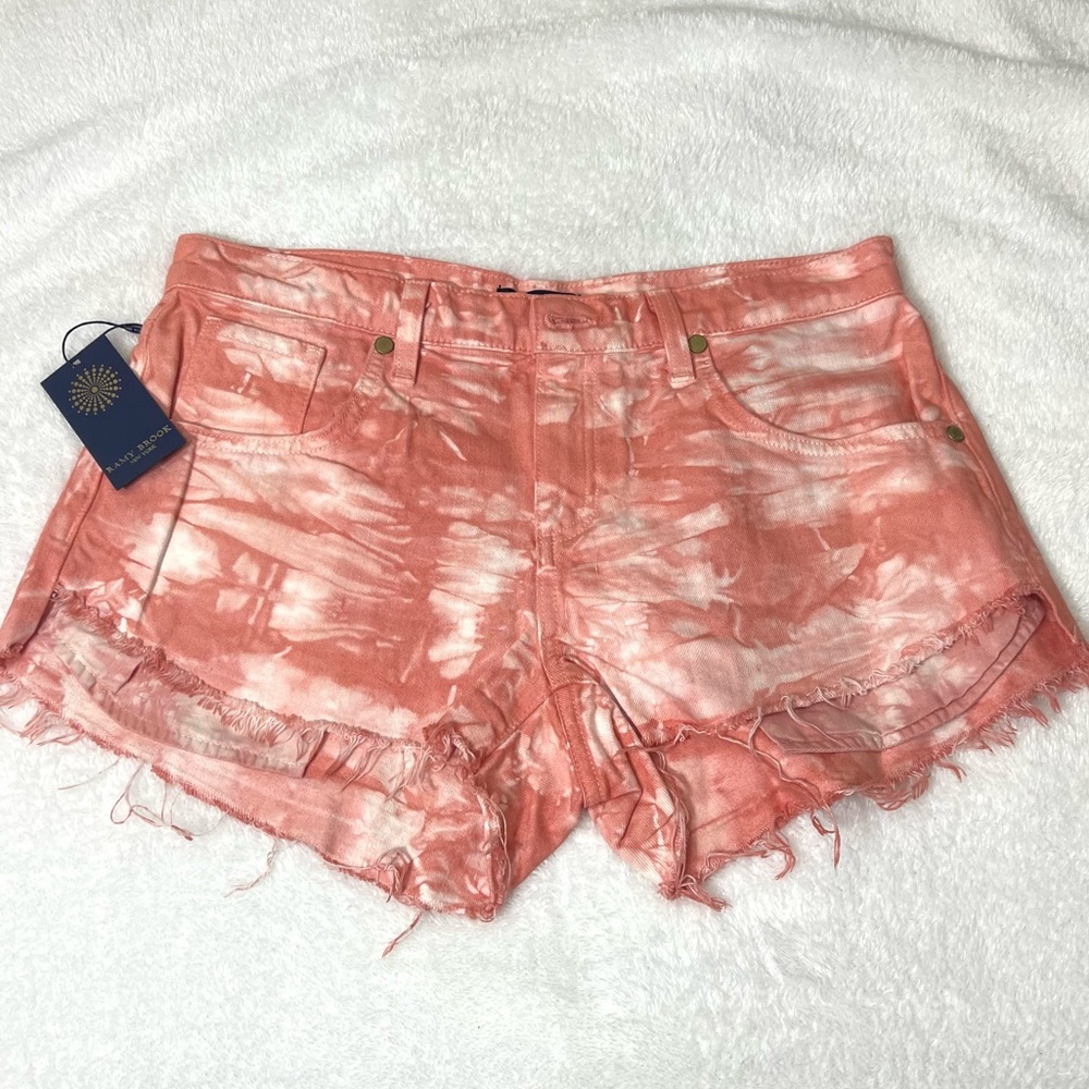 Ramy Brook Christy Boyfriend Tie Dye Pink Denim Cutoff Shorts Size 27 NWT - Picture 2 of 14